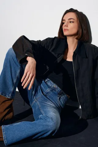 Damen High-Waist Weite Jeans