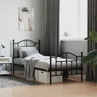 furnicato Bettgestell Klassisches schwarzes Metallbettgestell 207x95x97 cm mit Lattenrost (1-tlg), Stabiles Einzelbett mit integriertem Lattenrost und viel Stauraum