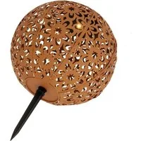 Kynast Garden LED Solarleuchte Solar Metallkugel Rostoptik Gartenleuchte Blumenmuster Ø20cm