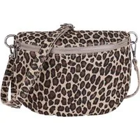 MIRROSI Bauchtasche Damen,Wildleder, Made in Italy,Umhängetasche, Brusttasche (Schultertasche für jeden Anlass (1 Tasche & 1 oder 2 Gurte), 26x20x8 cm, Reißverschlussfach auf der Rückseite), Crossbody Bag, gemusterten& verstellbaren Schulterriemen