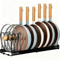 OSTWOLKE Geschirrständer Erweiterbarer Topfdeckelhalter mit 10 Verstellbaren Fächern, Topfdeckel Aufbewahrung Küche Pfannen Organizer Deckelhalter