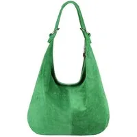 ITALYSHOP24 Schultertasche Made in Italy Damen Leder Tasche Shopper Umhängetasche Hobo Beutel Bag, Henkeltasche Veloursleder Alltagstasche, unter dem Arm tragbar, leicht