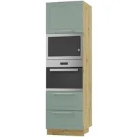 Feldmann-Wohnen Unterschrank Kvantum (Türscharniere mit Soft-Close-Funktion, 1-St., Fronten mit dekorativen Fräsungen und leicht abgerundeten Ecken) 60x59x207cm eiche artisan - mint (Q-D14/RU/2R-284)