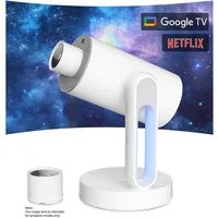 ETOE Starfish plus Google TV 1080P Projektor mit Nachttischlampe LCD-Beamer (3000:1, 1920×1080 px, 140°-Drehung, automatische Trapezkorrektur, integriertes Chromecast)