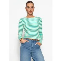 SASSYCLASSY Langarmshirt Gestreiftes Shirt für Damen Modernes Langarmshirt mit Rundhals und figurbetonter Passform