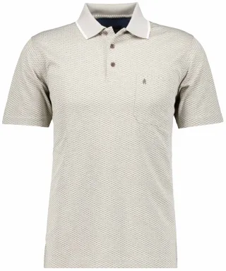 RAGMAN - Softknit-Polo Jacquard Walnuss - Gr. - XL