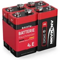 ANSMANN AG Rauchmelder Alkaline Batterie 9V E-Block, 4 Stück Batterie