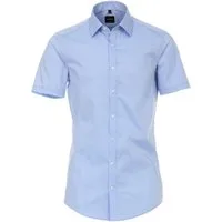 VENTI Kurzarmhemd VENTI Herren Businesshemd Kurzarm Kent Body-Fit Hellblau