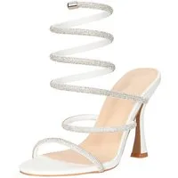 Elara Damen Riemchensandaletten mit Strass, Spiralriemen & hohem Absatz Sandalette
