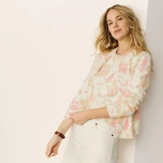 Cardigan aus Wimperngarn, Damen,  Weiß, Baumwolle/Nylon, by Lands' End