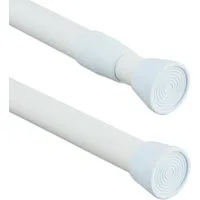 relaxdays Duschvorhangstange Weiße Teleskopstange Edelstahl, Ø 2 mm, 1-läufig-läufig, Klemmstange, Spannstange, Spannbefestigung ohne Bohren, Schrauben oder Kleben, Spann- und Klemmmontage ohne Bohren, Edelstahl, 110 - 200 cm