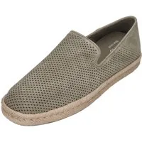 TOMS SANTIAGO Espadrille Vetiver Grey Diamond Perforated Suede