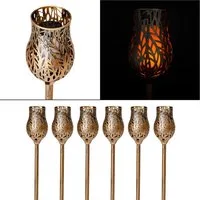 Online-Fuchs LED Solarleuchte für draußen - 6 Fackeln mit Flamme - Solar Lampen als Gartendeko, realistischer Flammeneffekt, gelb/oranger Feuereffekt, aus Kunststoff gefertigt und in Vintage Optik gehalten