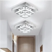 oyajia Deckenleuchte Moderne Kristall LED Deckenlampen, 12W Luxus Mini Kronleuchter, LED fest integriert, Tageslichtweiß, 20x20x10cm Quadrat Deckenleuchte für Wohnzimmer Küche Flur Badezimmer