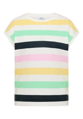 Cecil - Gestreiftes T-Shirt weiß - Gr. - S