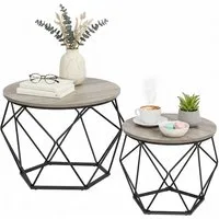 relaxdays Couchtisch 2er Set (2-teiliges Set), Grau-Schwarz