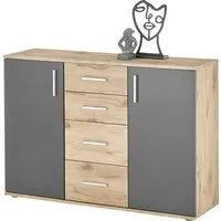 HBZ Kommode BC-Drift-2, Sideboard Stellmaß 120x84x35 cm (1 St), Sideboard mit 2 Türen, 4 Schubkästen, 2 Einlegeböden
