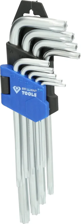 Brilliant Tools Winkelstiftschlüssel-Satz, 9-tlg, Torx-Profil, kurz - BT044009