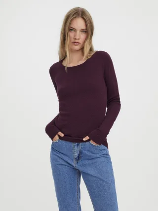 VERO MODA - VMCARE STRUCTURE LS O-NECK BLOU NOOS winetasting - Gr. - M