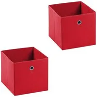 IDIMEX Aufbewahrungsbox ELA (Set), Aufbewahrungsboxen im 2er Set, Regalboxen mit Griff 27x27cm rot