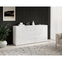 HBZ Sideboard Spice weiß Hochglanz, Wohnzimmerschrank BxHxT 165x80x40 cm (1 St), Mit 2 Türen, 4 Schubkästen, 2 Einlegeböden verstellbar