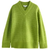 Next V-Ausschnitt-Pullover Gerippter, langer Pullover mit V-Ausschnitt (1-tlg)