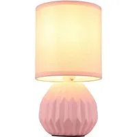 GLOBO LIGHTING Tischleuchte, Leuchtmittel nicht inklusive, Tischlampe Tischleuchte Nachttischlampe Keramik Textil pink H 23 cm