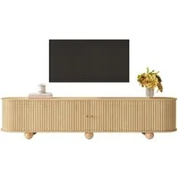 Merax Lowboard im Retro-Design, TV Möbel mit vertikal geriffelten Türen (1 St), TV Schrank mit Schiebetüren, Kugelfüßen & Stauraum, 180×35×45cm