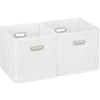 relaxdays Aufbewahrungsbox 4 x Aufbewahrungsbox Stoff weiß