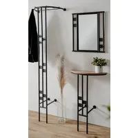 Inn.Furn Garderoben-Set Kilby, (Kompaktgarderobe in schwarz, Set 3-teilig, 130 x 185 cm), mit Spiegel und Konsolentisch