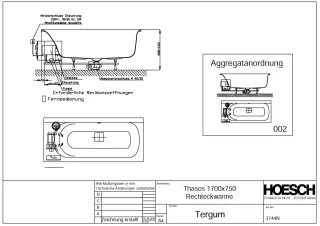 Hoesch Whirlwanne Thasos Rechteck 1700x750  3744N.010305002