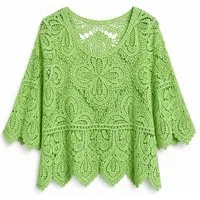 ITALY VIBES Spitzenbluse - Häckel-Shirt mit ausgestellten Ärmeln - Boho - ITALY VIBES ONE SIZE - passend für Größen XS - M