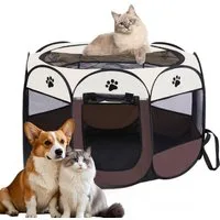 Toomoke Tierhaus Faltbarer Katzenkäfig, Haustierkäfig,Kleintier Auslauf, 91×91×58cm, für Hunde, Katzen, Hasen & Kleintiere im Innen- und Außenbereich