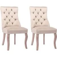 Celya Esszimmerstuhl 4-Fußstuhl, Stuhl Beige Samt Esszimmerstuhl,hohe Rückenlehne (2 St), mit Knopfsteppung, Gestell aus Massivholz, Beige