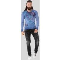 Cipo & Baxx T-Shirt Sweatshirts mit Knopfleiste am Ausschnitt