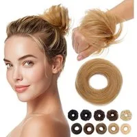 LuxusKollektion Echthaar-Extension Haarteil Dutt Echthaar Gummiband Glatt-17g 27 Dunkelblond