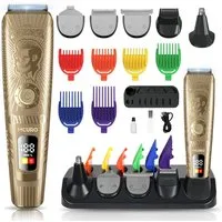 MCURO Haarschneider Haarschneidemaschine Profi Set 5-in-1 Barttrimmer Herren, Haar- und Bartschneider,Nasenhaartrimmer Präzisionstrimmer, Haarschneider mit 6 Begrenzungskamm,150 Min Akku,LED-Anzeige