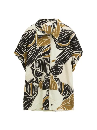 Tom Tailor - Loose Fit Bluse mit Leinenanteil beige - Gr. - 44