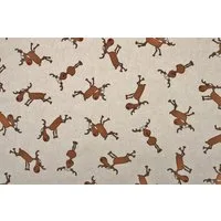 Stofferia Stoff Dekostoff Leinenoptik Weihnachten Elch Rentier Natur, Meterware