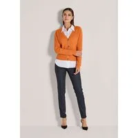 MADELEINE Strickjacke Kaschmir Cardigan mit V-Ausschnitt Florales Design, individueller Kragen, durchgehende Knöpfe
