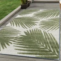 SIMPEX24 Outdoorteppich Palmen Design, Läufer, Höhe: 10 mm, Outdoor Teppich Grün 3D Palmen Design für Küchen Balkon Terrasse