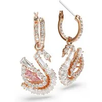 Swarovski Paar Creolen Schmuck Geschenk Schwan Ohrringe, Swarovski® Kristall, Swarovski® Zirkonia (s) - Einhänger abnehmbar
