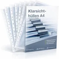 officegurus® Prospekthülle 100x DIN A4 Klarsichthüllen - Briefhüllen Briefumschlag Schreibtisch, 60mg Stärke / mit Lochung