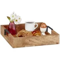 relaxdays Dekotablett Tablett aus Mangoholz