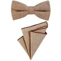 DonDon Fliege DonDon Herren Fliege und Einstecktuch aus Baumwolle (Packung, 2-St., 1x Herrenfliege und 1x Einstecktuch) bereits gebunden, Tweed-Look, 2er Set