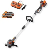 FUXTEC Akku-Motorsense FX-E2RTSET, 30 cm Arbeitsbreite Messer, 2x20V Akku-System, Teleskopstiel, Rasentrimmer und Kantenschneider