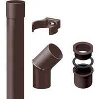 INEFA Regenfallrohr Fallrohr Set DN50 / 50mm, (Dunkelbraun), Regenrohr-Set aus PVC-U, Dachrinnenzubehör, einfache Steckmontage