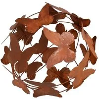 UNUS GARDEN Dekofigur Deko-Kugel Schmetterlinge aus Metall Rostoptik Ø 29cm (29cm), Gartenkugel Schmetterlingsmotiv Rostdeko Gartendeko