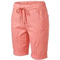 OriginalYou Bermudas Damen Bermuda kurze Sommer Hose im Distressed Look Knitterlook, mit Gummibund & Kordelzug, 38/40 bis 44/46 erhältlich