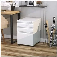 Vinsetto Rollcontainer Büroschrank mit 3 Schubladen, (Büroschrank, 1 St., Bürocontainer), Stahl Weiß 39 x 48 x 60 cm